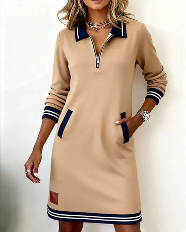 Abito Polo a Maniche Lunghe da Donna con Cerniera 5