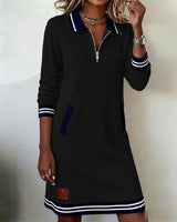 Abito midi da donna con colletto polo e zip frontale 11