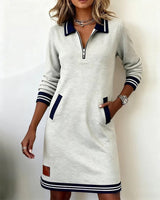 Abito midi da donna con colletto polo e zip frontale 2