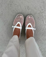 Ballerine Mary Jane in rete da donna con fibbia 11