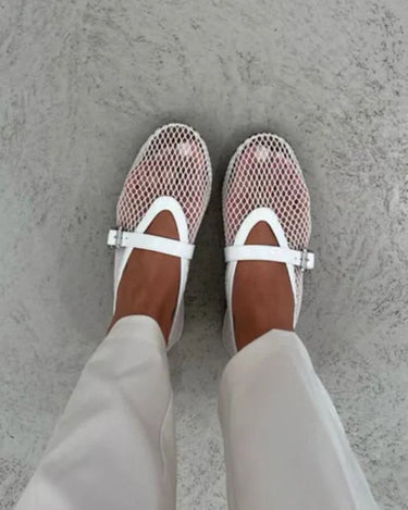 Ballerine Mary Jane in rete da donna con fibbia 11
