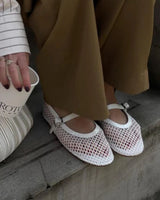Ballerine Mary Jane in rete da donna con fibbia 12