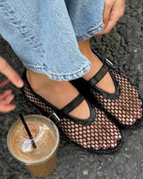 Ballerine Mary Jane in rete da donna con fibbia 5