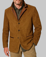 Blazer da campo da uomo con colletto a contrasto 2