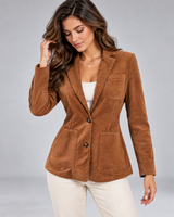 Blazer da donna in camoscio con tasche applicate 2