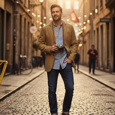 Blazer da uomo con chiusura a bottoni e tasche applicate 9