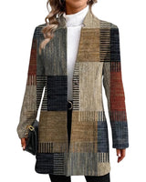 Blazer lungo da donna a quadri patchwork 1