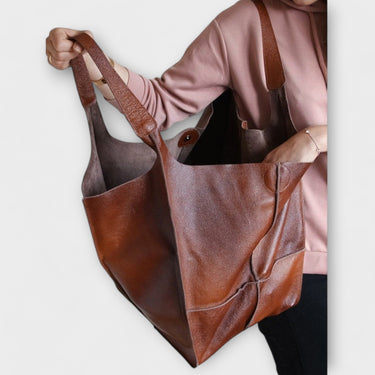 Borsa Tote Oversize da Donna con Tasca Frontale Applicata 9