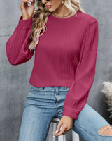 Camicetta plissettata a maniche lunghe da donna con chiusura a bottone sul retro 8