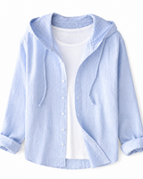 Camicia a righe con cappuccio da donna 1