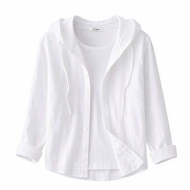 Camicia a righe con cappuccio da donna 4