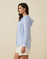 Camicia a righe con cappuccio da donna 5