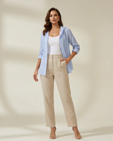 Camicia a righe con cappuccio da donna 6