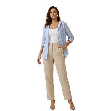 Camicia a righe con cappuccio da donna 7