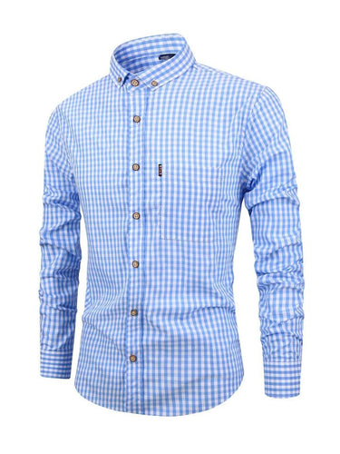 Camicia da uomo a maniche lunghe con bottoni e motivo gingham 3
