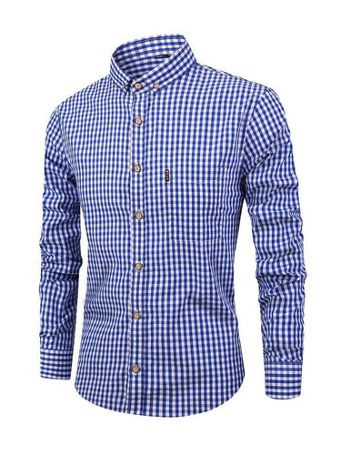 Camicia da uomo a maniche lunghe con bottoni e motivo gingham 4