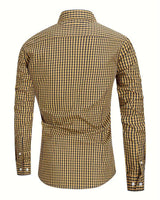 Camicia da uomo a maniche lunghe con bottoni e motivo gingham 7
