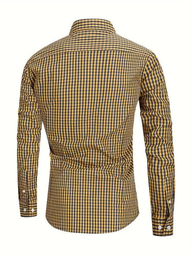Camicia da uomo a maniche lunghe con bottoni e motivo gingham 7