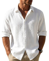 Camicia da uomo a maniche lunghe con bottoni e trama testurizzata 1
