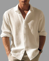 Camicia da uomo a maniche lunghe con bottoni e trama testurizzata 2