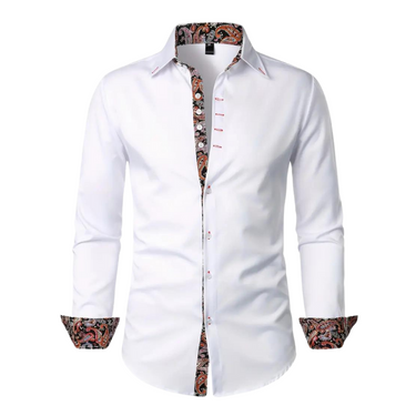 Camicia da uomo a maniche lunghe con dettagli a fantasia paisley 1