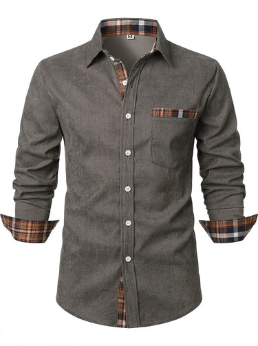 Camicia da uomo a maniche lunghe con dettagli a quadri 1