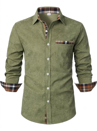 Camicia da uomo a maniche lunghe con dettagli a quadri 2
