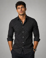 Camicia da uomo a maniche lunghe con motivo geometrico 2