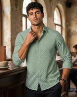 Camicia da uomo a maniche lunghe con motivo geometrico 8