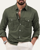 Camicia da uomo a maniche lunghe con tasche a patta 5