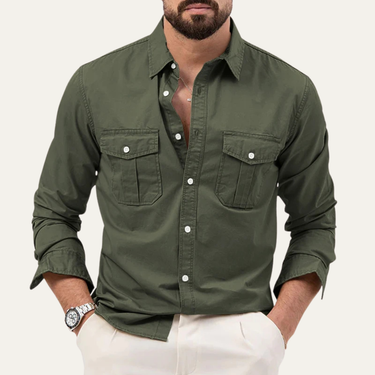 Camicia da uomo a maniche lunghe con tasche a patta 5