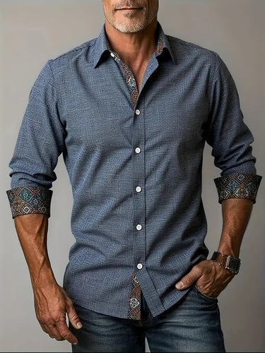 Camicia da uomo con bottoni e dettagli a fantasia 3