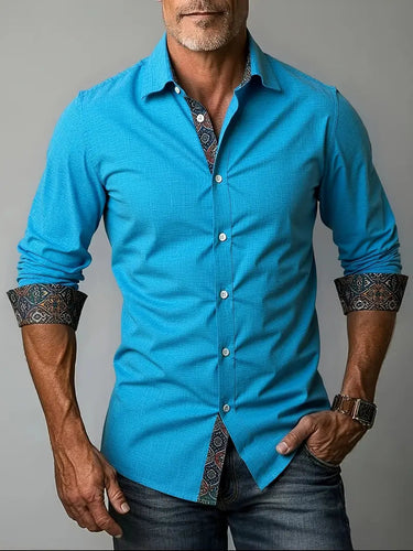 Camicia da uomo con bottoni e dettagli a fantasia 6