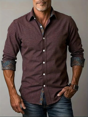 Camicia da uomo con bottoni e dettagli a fantasia 8