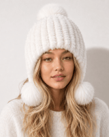 Cappello da aviatore in pelliccia sintetica da donna con pon pon 12