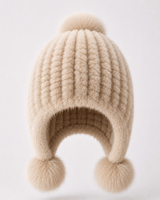 Cappello da aviatore in pelliccia sintetica da donna con pon pon 16