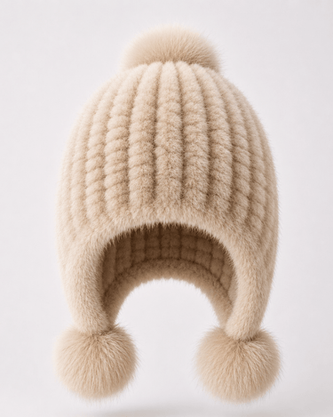 Cappello da aviatore in pelliccia sintetica da donna con pon pon 16