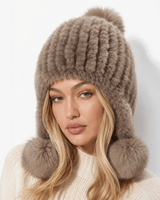 Cappello da aviatore in pelliccia sintetica da donna con pon pon 17