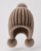 Cappello da aviatore in pelliccia sintetica da donna con pon pon 19