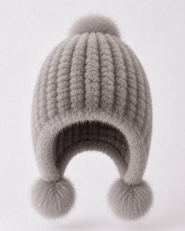 Cappello da aviatore in pelliccia sintetica da donna con pon pon 4