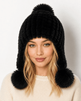 Cappello da aviatore in pelliccia sintetica da donna con pon pon 8