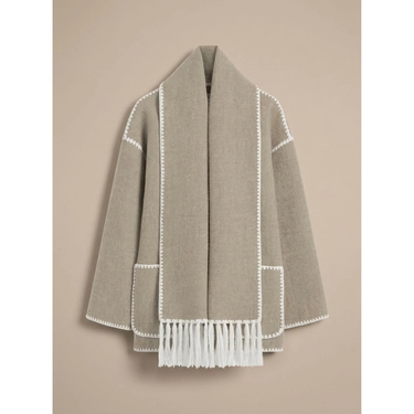 Cappotto a mantella in misto lana da donna con chiusura a bottoni 4