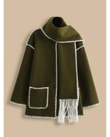 Cappotto a mantella in misto lana da donna con chiusura a bottoni 5