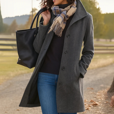 Cappotto da donna a maniche lunghe con bottoni frontali 2