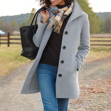 Cappotto da donna a maniche lunghe con bottoni frontali 4