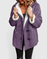 Cappotto da donna in camoscio con alamari e cappuccio 3