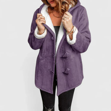 Cappotto da donna in camoscio con alamari e cappuccio 3