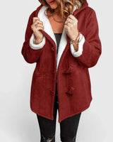 Cappotto da donna in camoscio con alamari e cappuccio 6