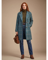 Cappotto lungo da donna a quadri con colletto a revers 2