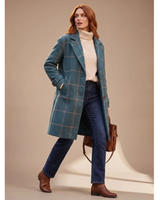 Cappotto lungo da donna a quadri con colletto a revers 4